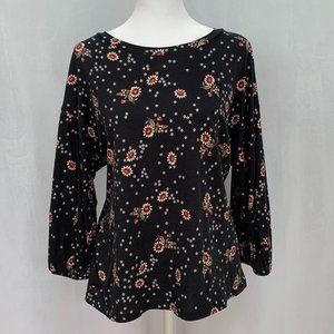 LOFT Oversized Floral Lantern Sleeve Very Soft Roomy Top